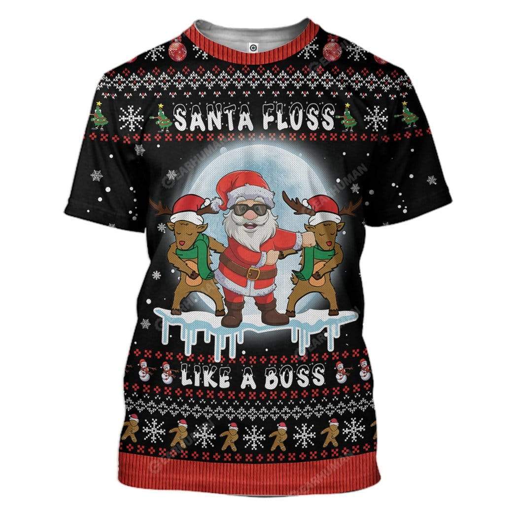 Ugly Santa Floss Like A Boss Custom T-shirt - Hoodies Apparel HD-DT21111901 3D Custom Fleece Hoodies T-Shirt S 