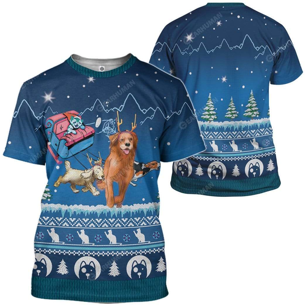 Ugly Santa Kitten Riding Rein Puppies Christmas Custom T-Shirts Hoodies Apparel DG-TA0212196 3D Custom Fleece Hoodies 