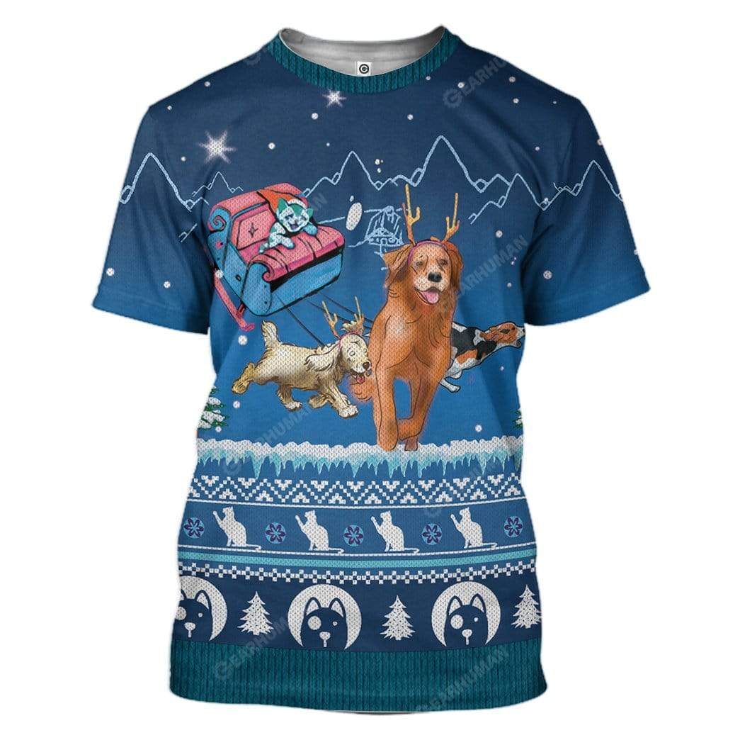Ugly Santa Kitten Riding Rein Puppies Christmas Custom T-Shirts Hoodies Apparel DG-TA0212196 3D Custom Fleece Hoodies T-Shirt S 