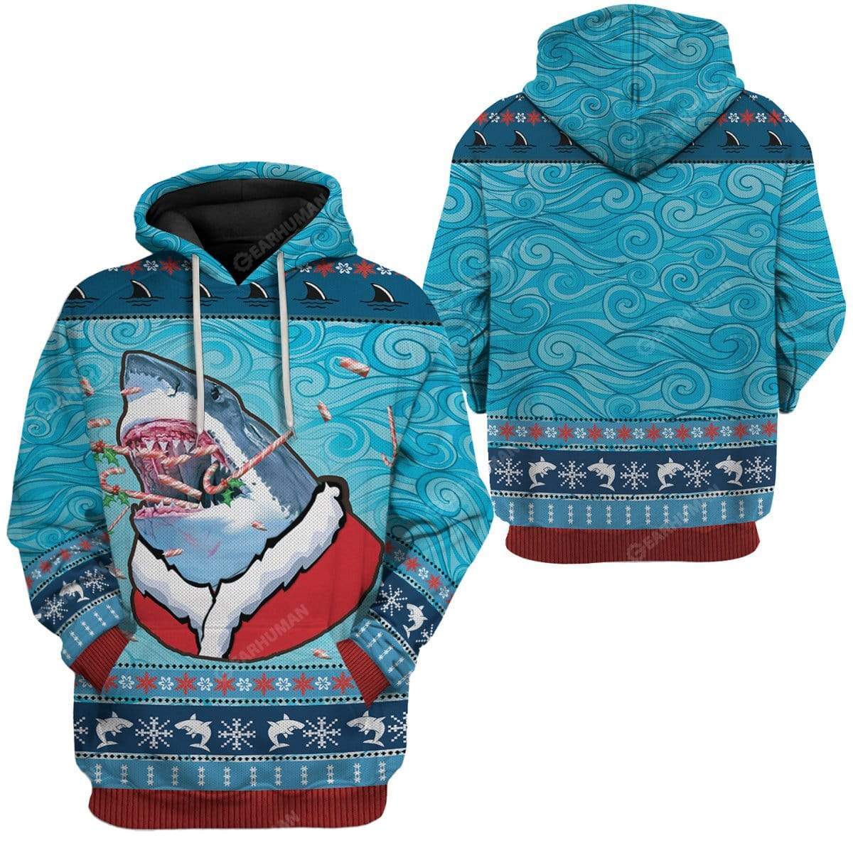 Ugly Santa Shark Biting Candies Christmas Custom T-Shirts Hoodies Apparel AN-TA0412192 3D Custom Fleece Hoodies 