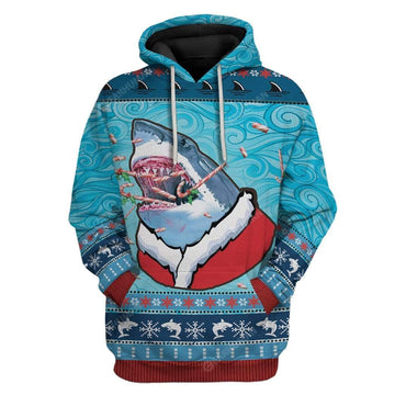 Ugly Santa Shark Biting Candies Christmas Custom T-Shirts Hoodies Apparel AN-TA0412192 3D Custom Fleece Hoodies Hoodie S 