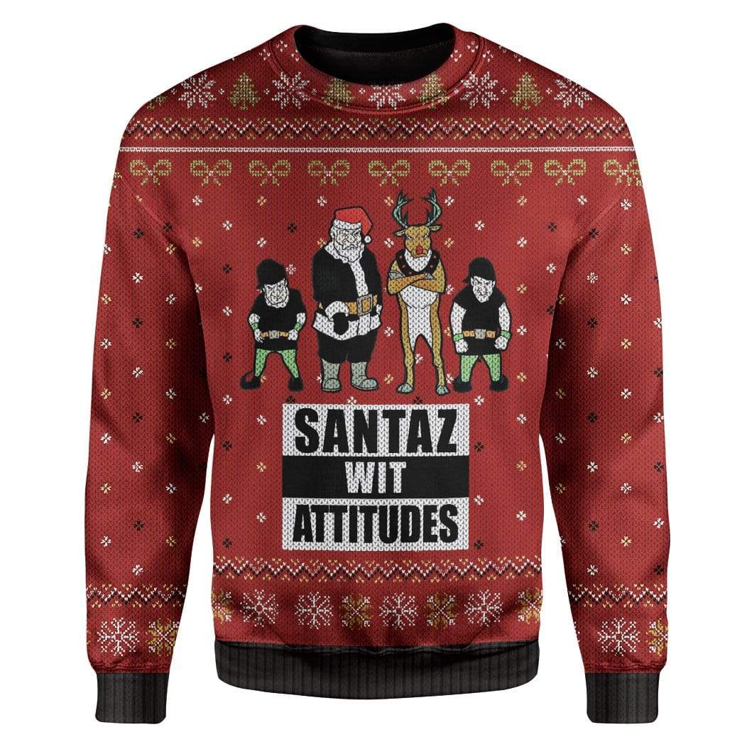 Ugly Santaz Wit Attitudes Custom Sweater Apparel HD-AT20111901 Ugly Christmas Sweater Long Sleeve S 