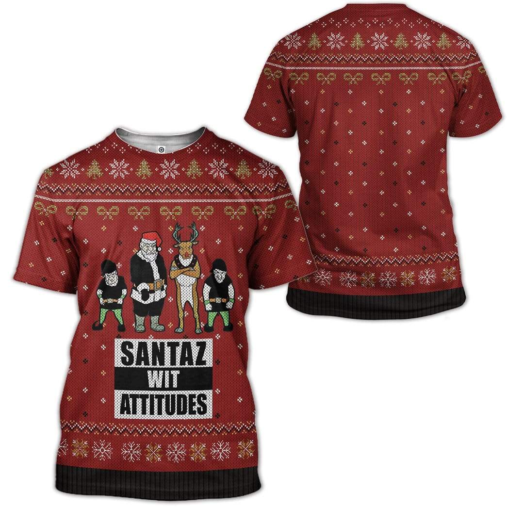 Ugly Santaz Wit Attitudes Custom T-shirt - Hoodies Apparel HD-AT20111901 3D Custom Fleece Hoodies 