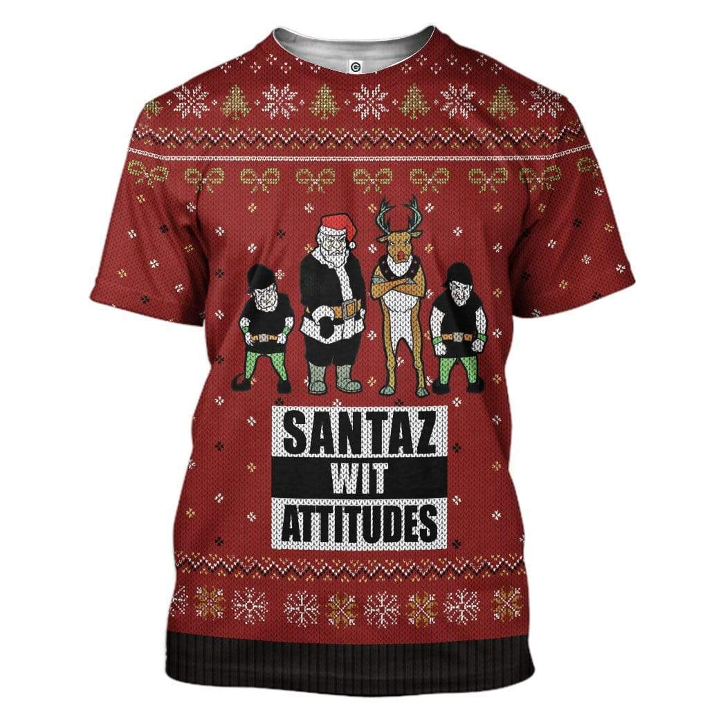 Ugly Santaz Wit Attitudes Custom T-shirt - Hoodies Apparel HD-AT20111901 3D Custom Fleece Hoodies T-Shirt S 
