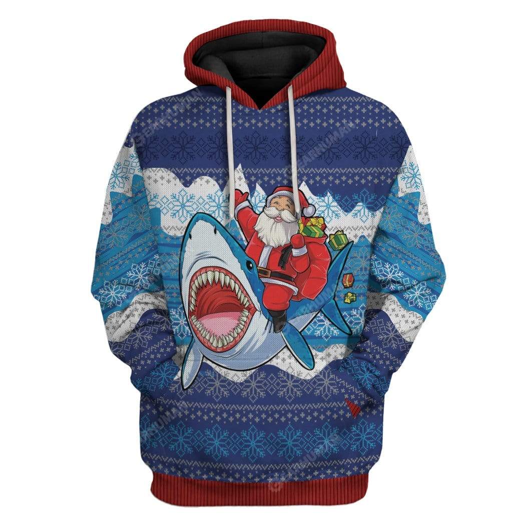 Ugly Shark And Santa Custom T-shirt - Hoodies Apparel HD-TT13111916 3D Custom Fleece Hoodies Hoodie S 