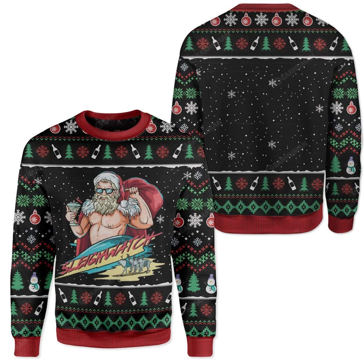 Ugly Sleighwatch Custom Sweater Apparel HD-AT11111908 Ugly Christmas Sweater 