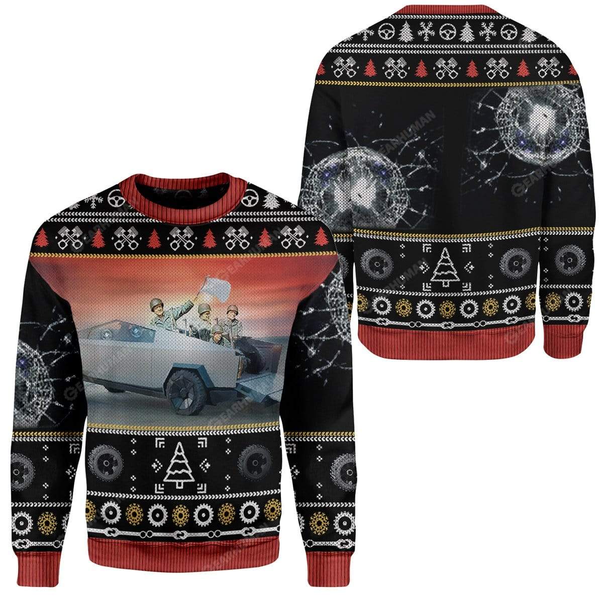 Ugly Surrender Cybertruck Custom Sweater Apparel HD-TA2611191 Ugly Christmas Sweater 