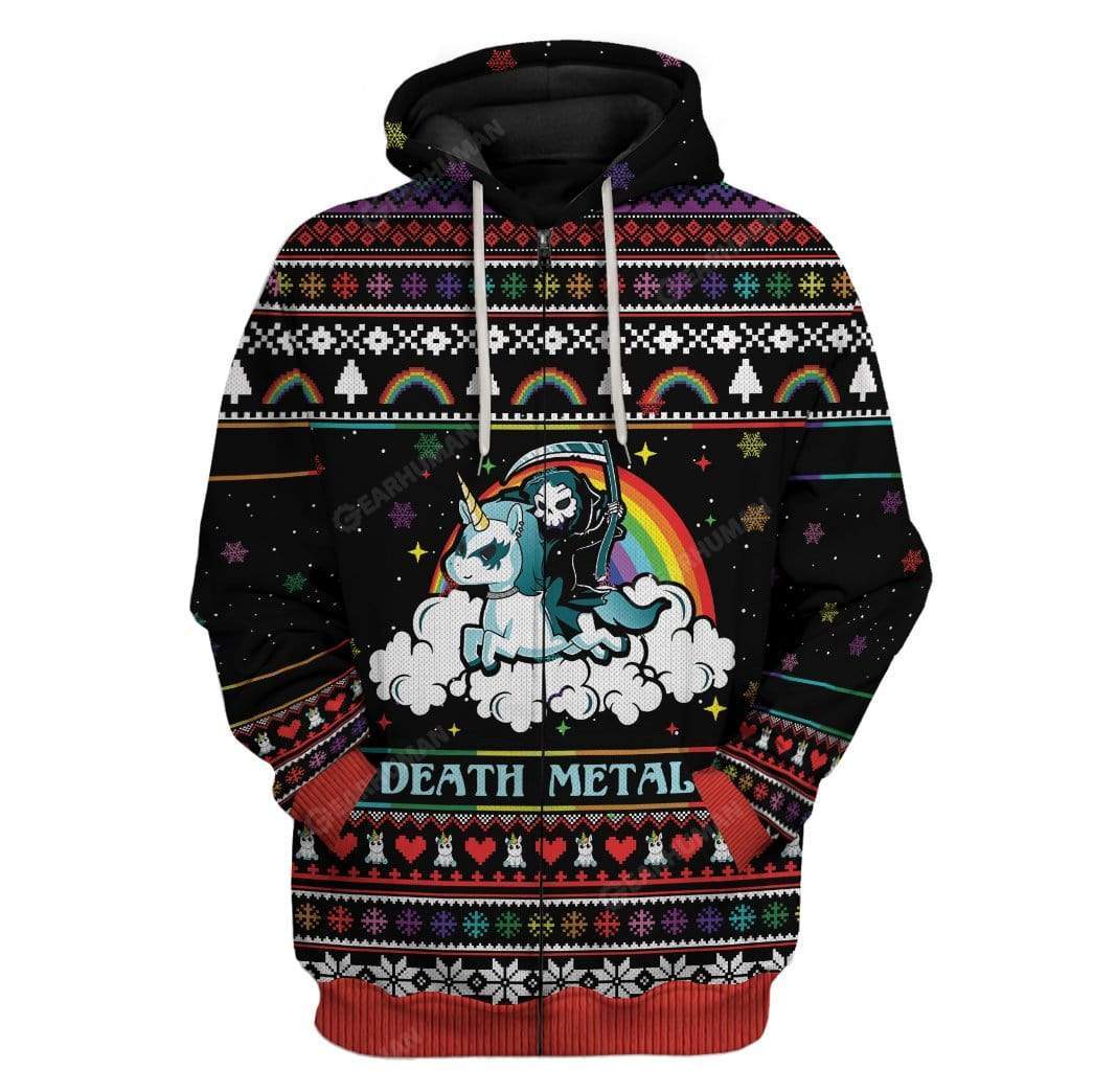 Ugly Sweater Death Metal Hoodie T-Shirts Apparel MS-QM28111911 3D Custom Fleece Hoodies Zip Hoodie S 