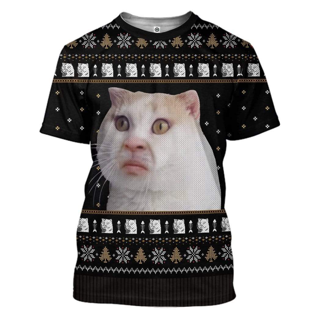 Ugly Terrifying Cat Custom T-Shirts Hoodies Apparel CT-AT1012194 3D Custom Fleece Hoodies T-Shirt S 