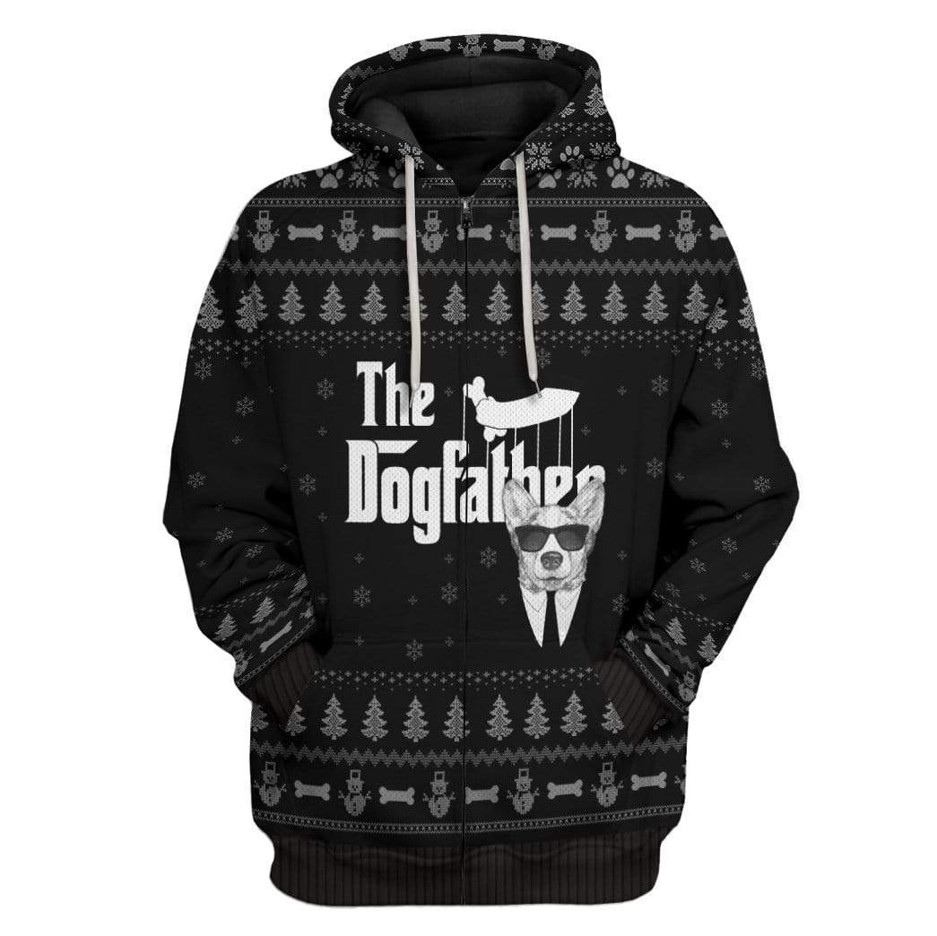 Ugly The DogFather Corgi Christmas Custom T-Shirts Hoodies Apparel DG-DT0612196 3D Custom Fleece Hoodies Zip Hoodie S 
