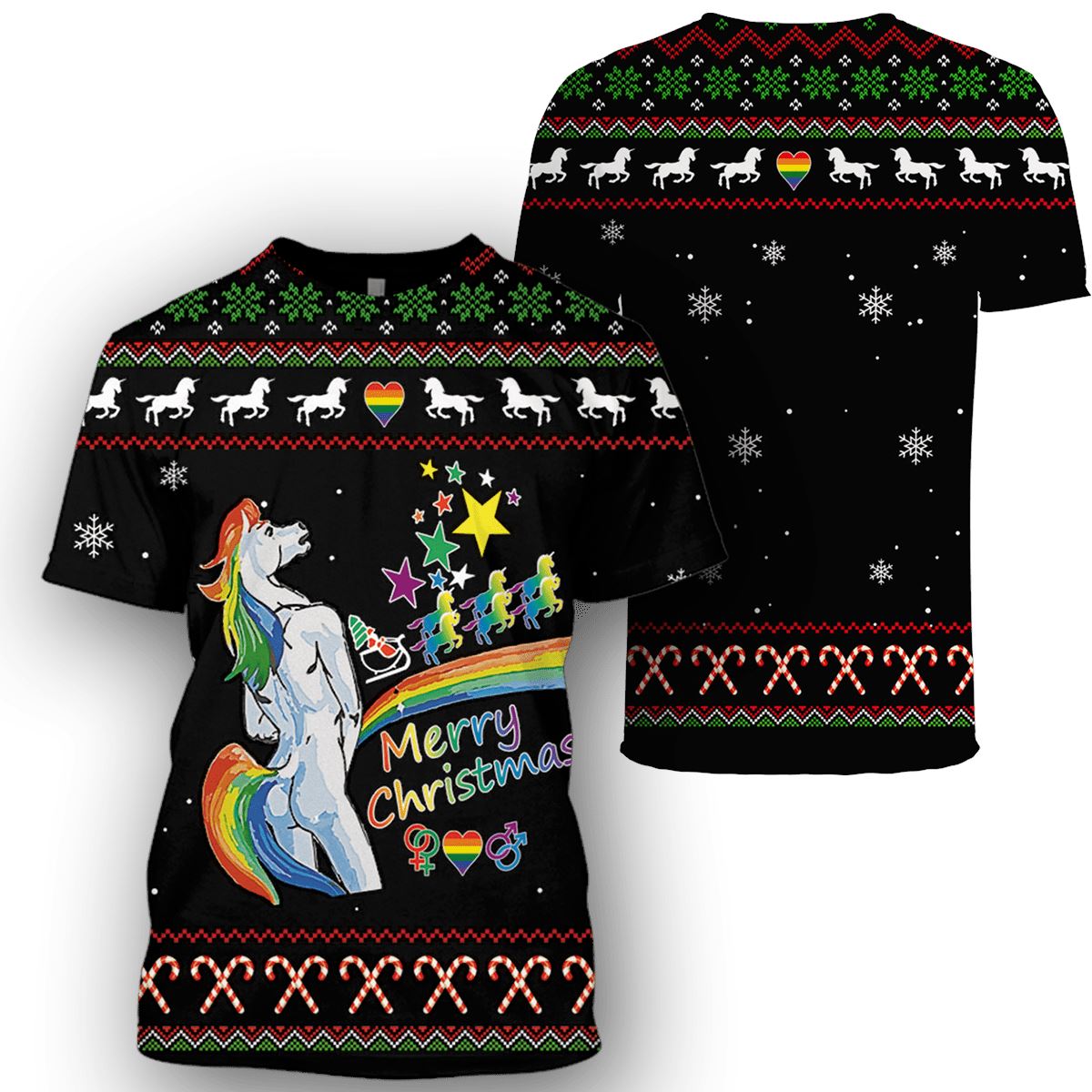 Ugly Unicorn Merry Christmas Custom T-shirt - Hoodies Apparel HD-UGL110198 3D Custom Fleece Hoodies 