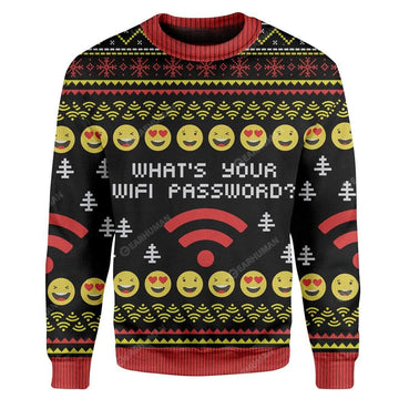 Ugly What's Your Wifi Password Custom Sweater Apparel HD-TA21111920 Ugly Christmas Sweater Long Sleeve S 