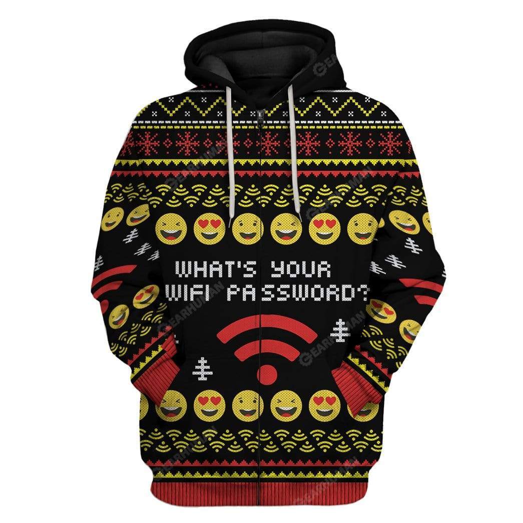 Ugly What's Your Wifi Password Custom T-shirt - Hoodies Apparel HD-TA21111920 3D Custom Fleece Hoodies Zip Hoodie S 