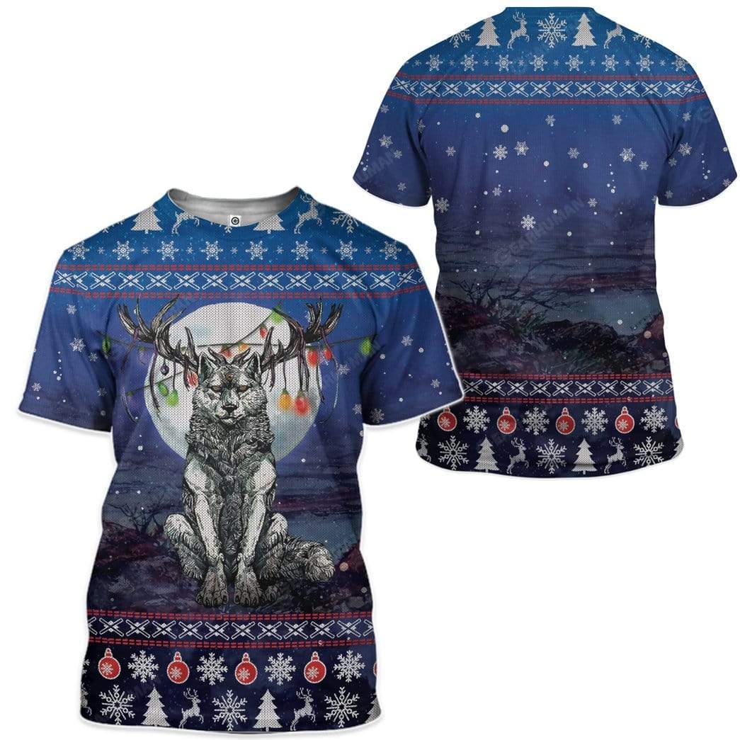 Gearhumans Ugly Wolf Custom T-shirt - Hoodies Apparel