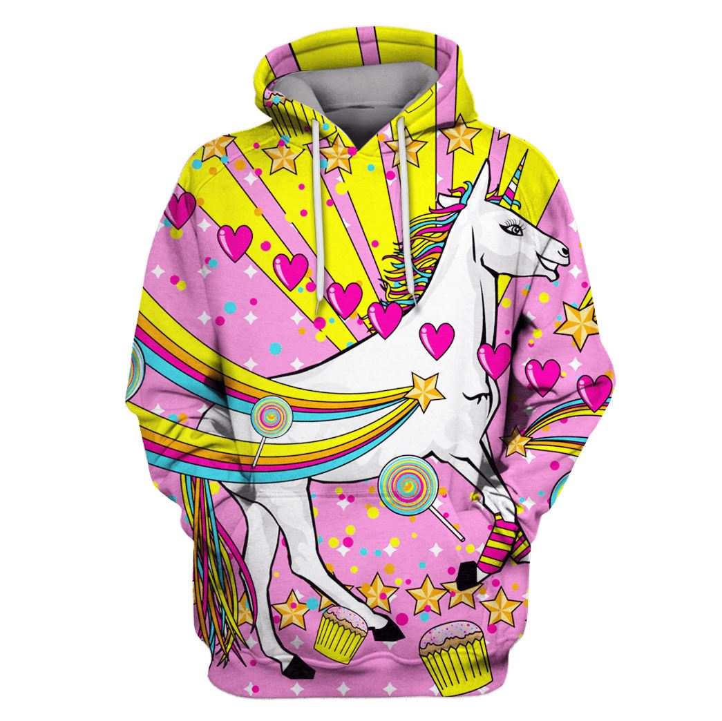 Unicorn and Pastry Custom T-shirt - Hoodies Apparel UNI110139 3D Custom Fleece Hoodies Hoodie S 