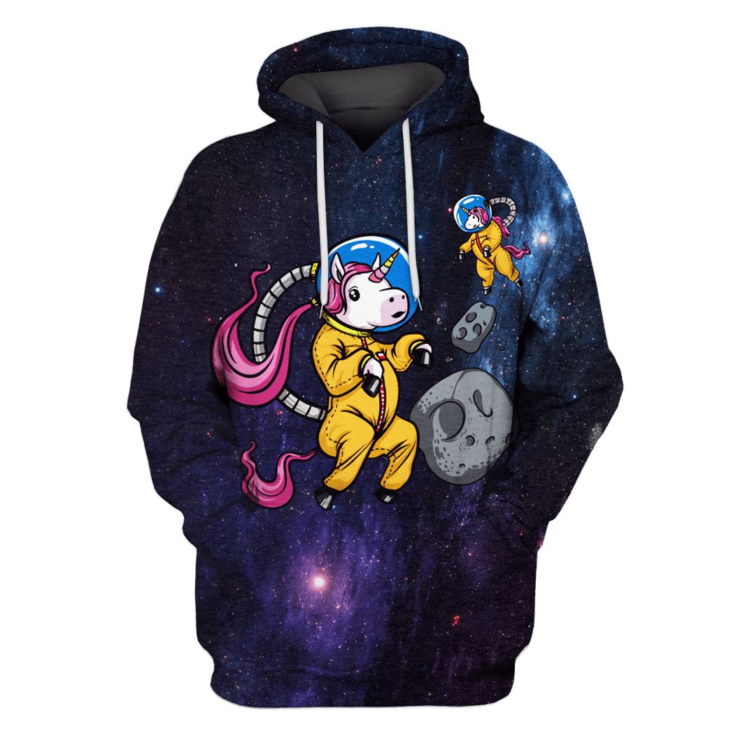 Unicorn Astronaut In Galaxy Custom T-shirt - Hoodies Apparel GH110221 3D Custom Fleece Hoodies Hoodie S 