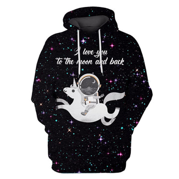 Unicorn Astronaut into Space Custom T-shirt - Hoodies Apparel GH110218 3D Custom Fleece Hoodies Hoodie S 