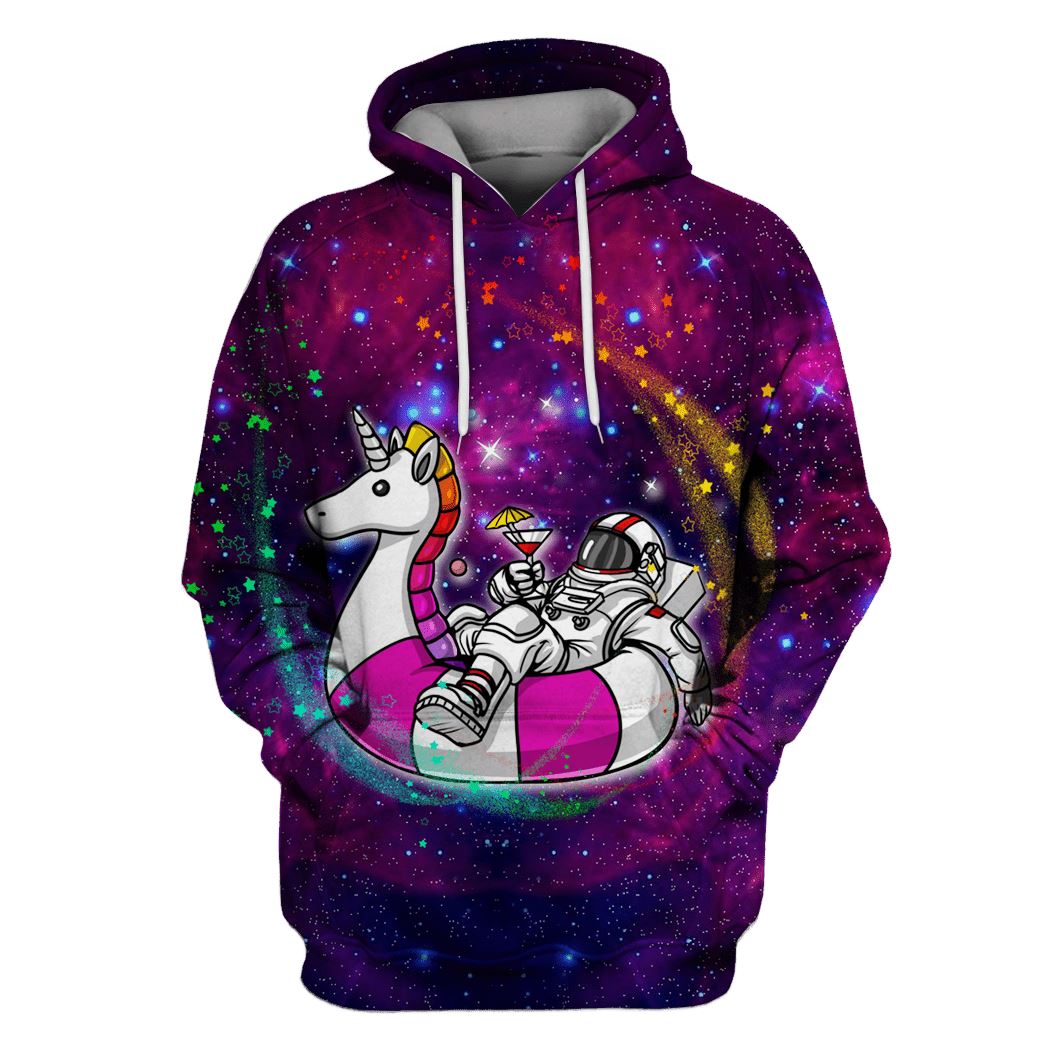 Unicorn Astronaut OuterSpace Custom T-shirt - Hoodies Apparel GH110227 3D Custom Fleece Hoodies Hoodie S 
