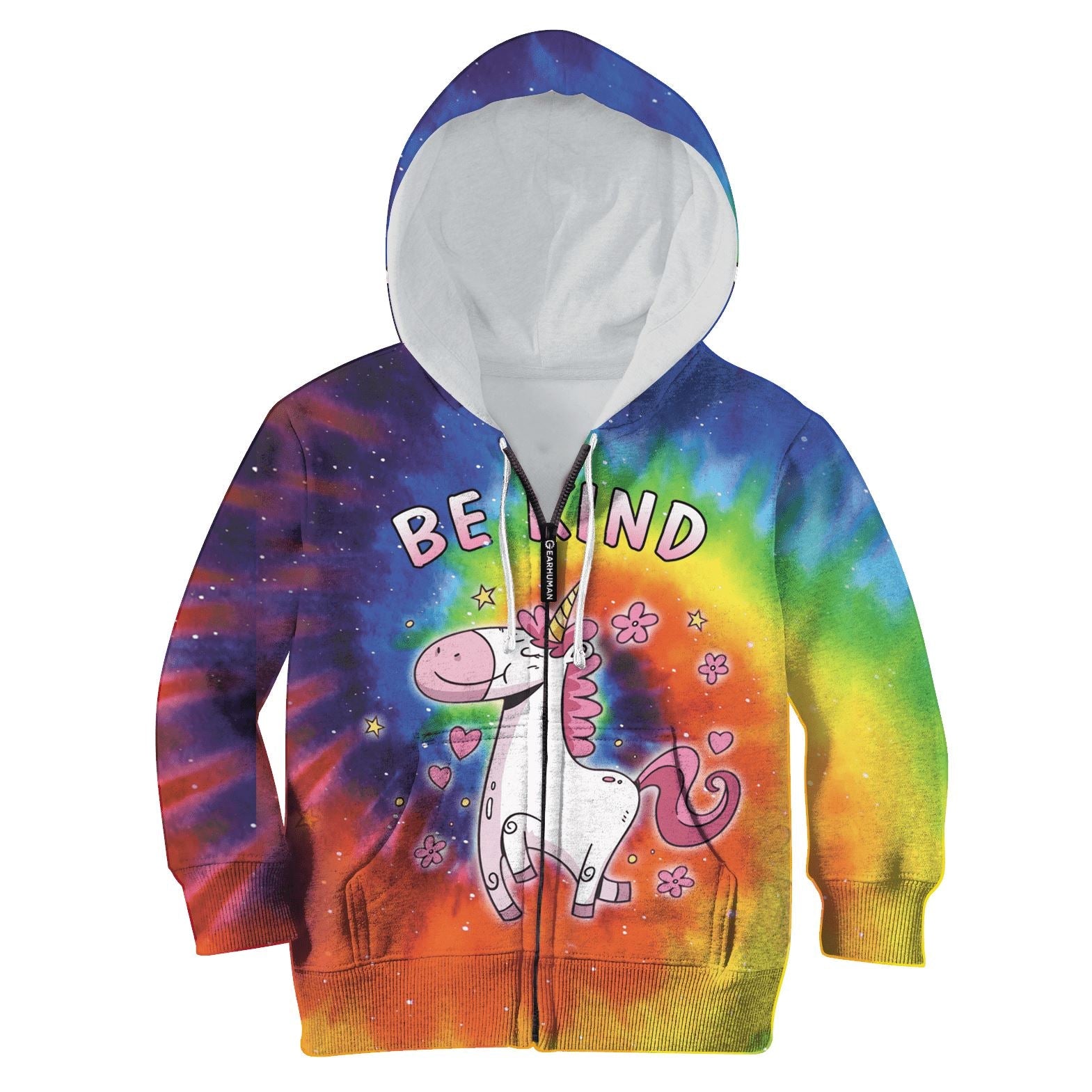 Unicorn Be Kind Custom Hoodies T-shirt Apparel HD-UNI110155K kid 3D apparel Kid Zip Hoodie S/6-8 
