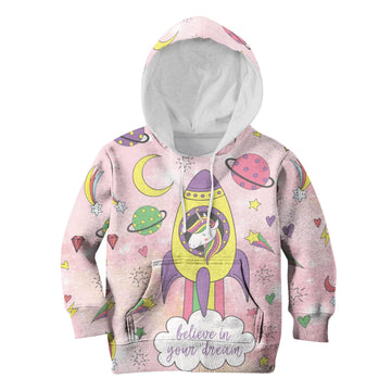 Unicorn Believe In Your Dream Custom Hoodies T-shirt Apparel HD-UNI110153K kid 3D apparel Kid Hoodie S/6-8 