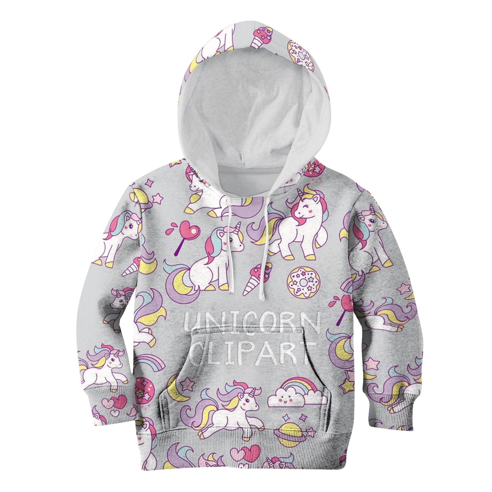 Unicorn Clipart Custom Hoodies T-shirt Apparel HD-UNI110114K kid 3D apparel Kid Hoodie S/6-8 