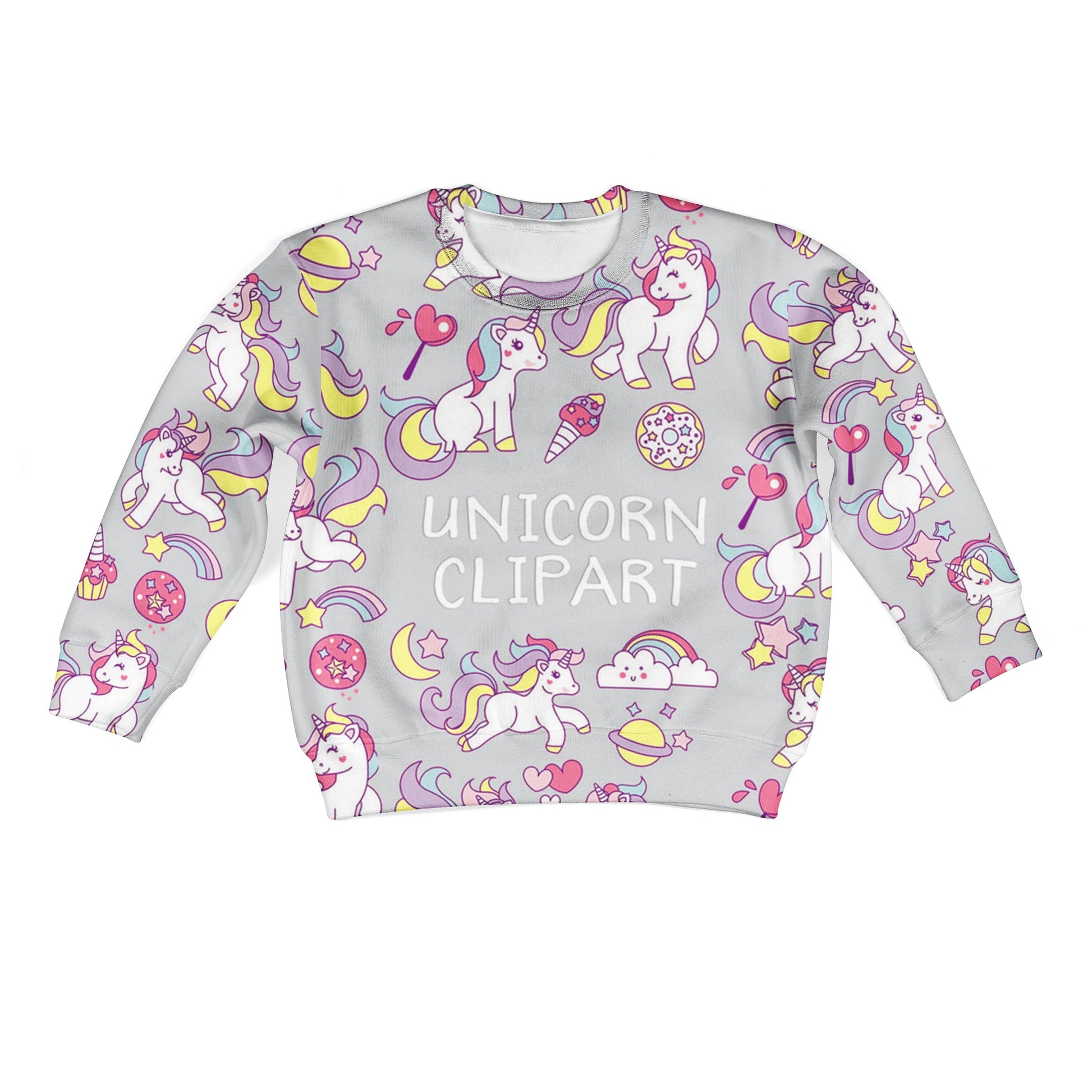 Unicorn Clipart Custom Hoodies T-shirt Apparel HD-UNI110114K kid 3D apparel Kid Sweatshirt S/6-8 