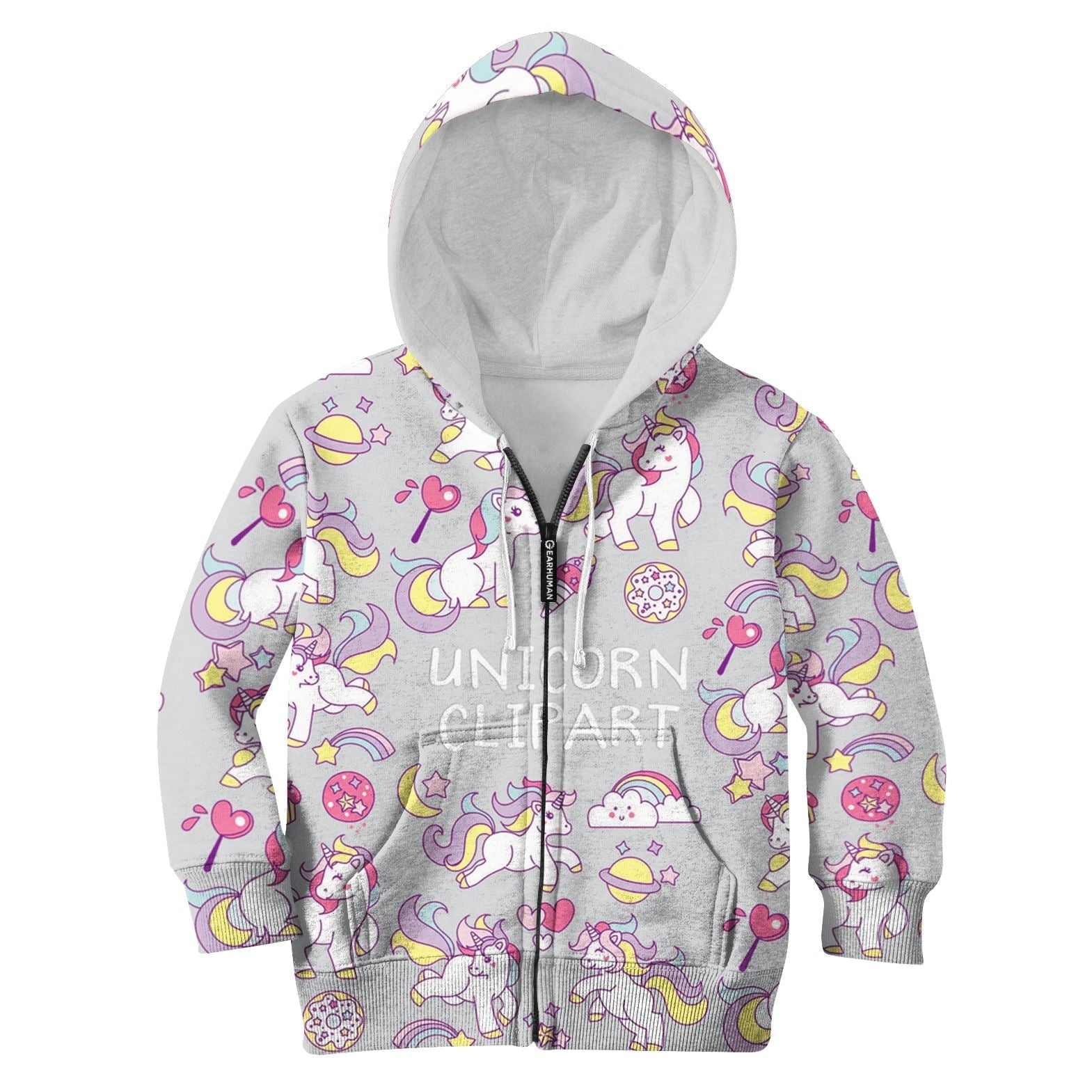 Unicorn Clipart Custom Hoodies T-shirt Apparel HD-UNI110114K kid 3D apparel Kid Zip Hoodie S/6-8 