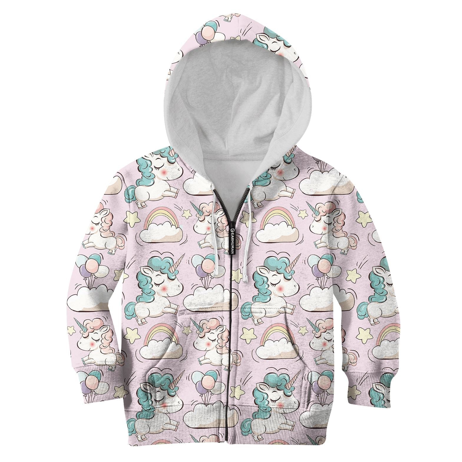 Unicorn In Cloud Custom Hoodies T-shirt Apparel HD-PET110336K kid 3D apparel Kid Zip Hoodie S/6-8 