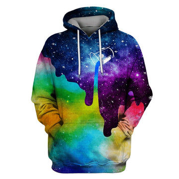 Gearhumans Unicorn Rainbow galaxy background Custom T-shirt - Hoodies Apparel