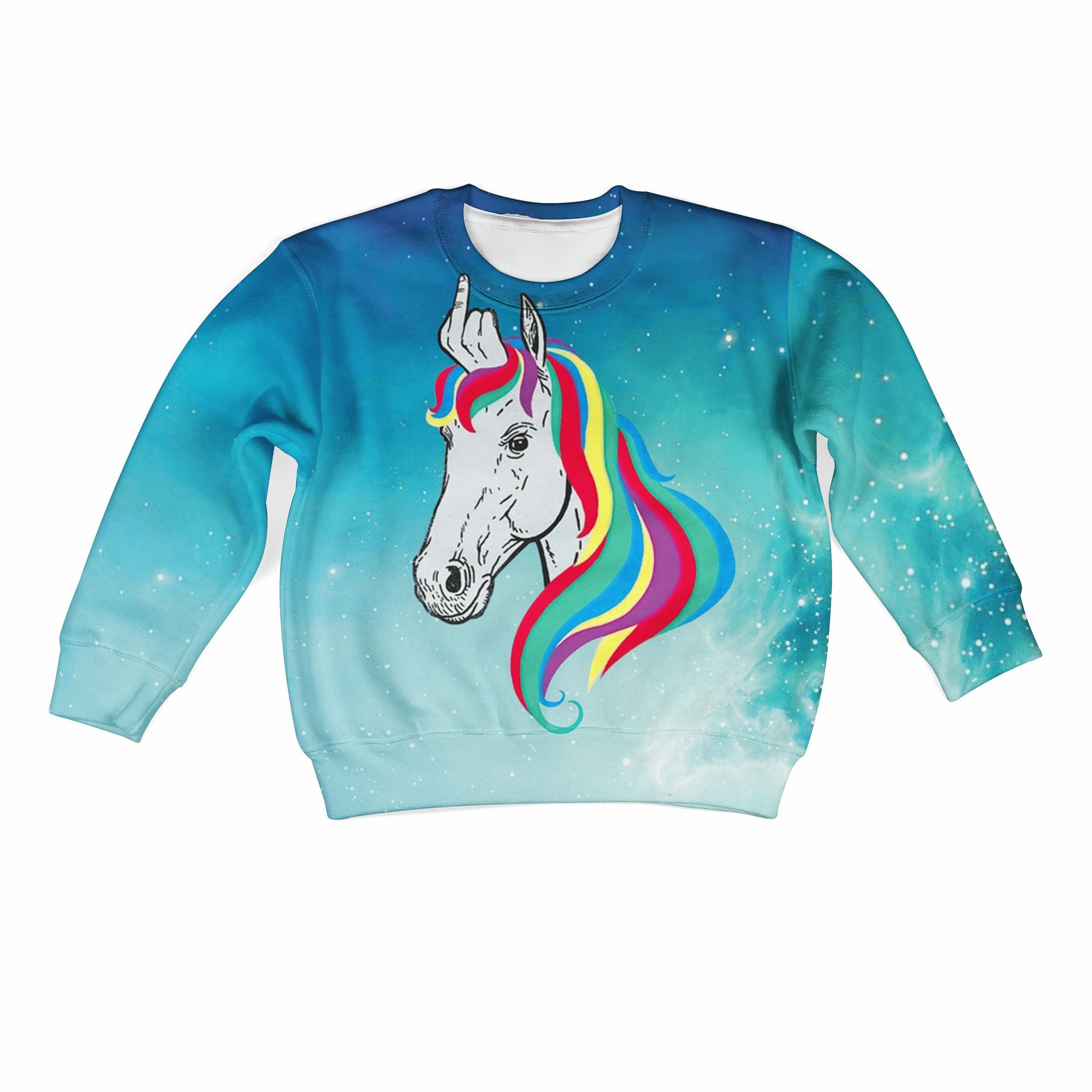 Unicorn With Middle Finger Custom Hoodies T-shirt Apparel HD-UNI110136K kid 3D apparel Kid Sweatshirt S/6-8 