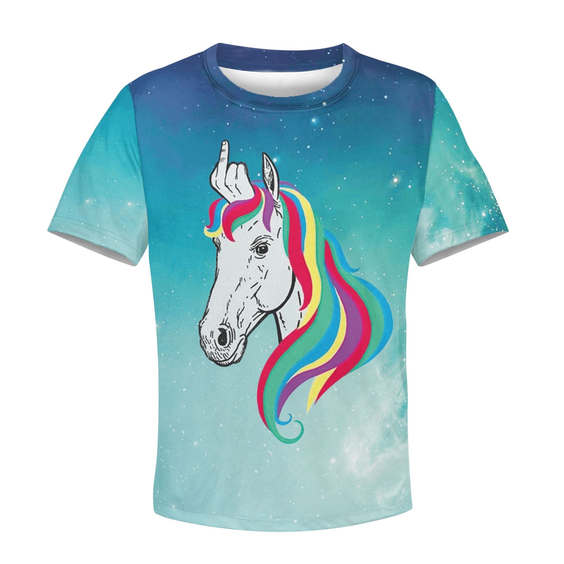 Unicorn With Middle Finger Custom Hoodies T-shirt Apparel HD-UNI110136K kid 3D apparel Kid T-Shirt XS 