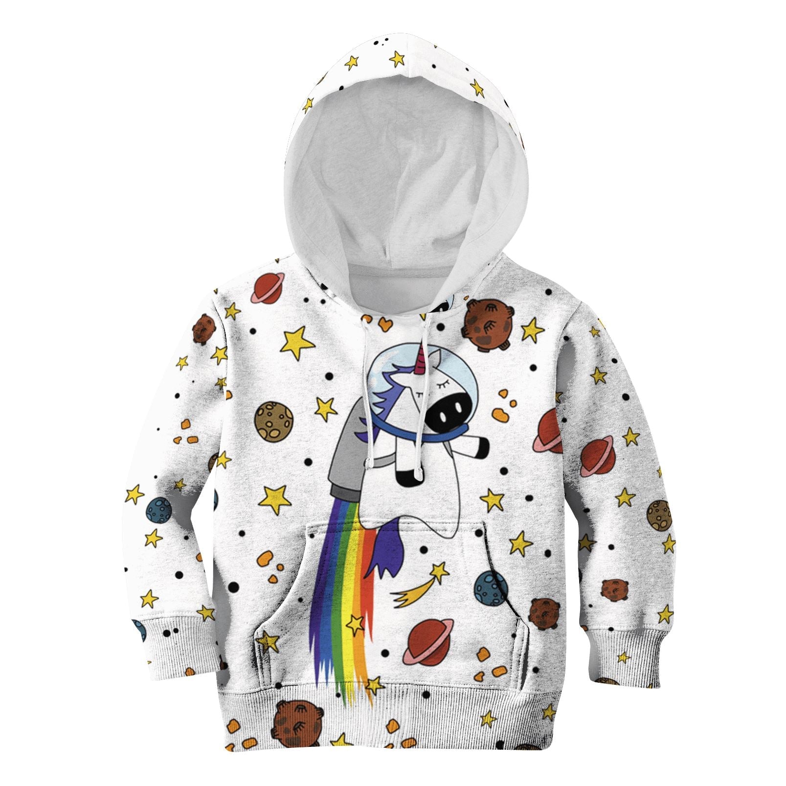 Unicorn with planets Kid Custom Hoodies T-shirt Apparel HD-UNI110116K kid 3D apparel Kid Hoodie S/6-8 