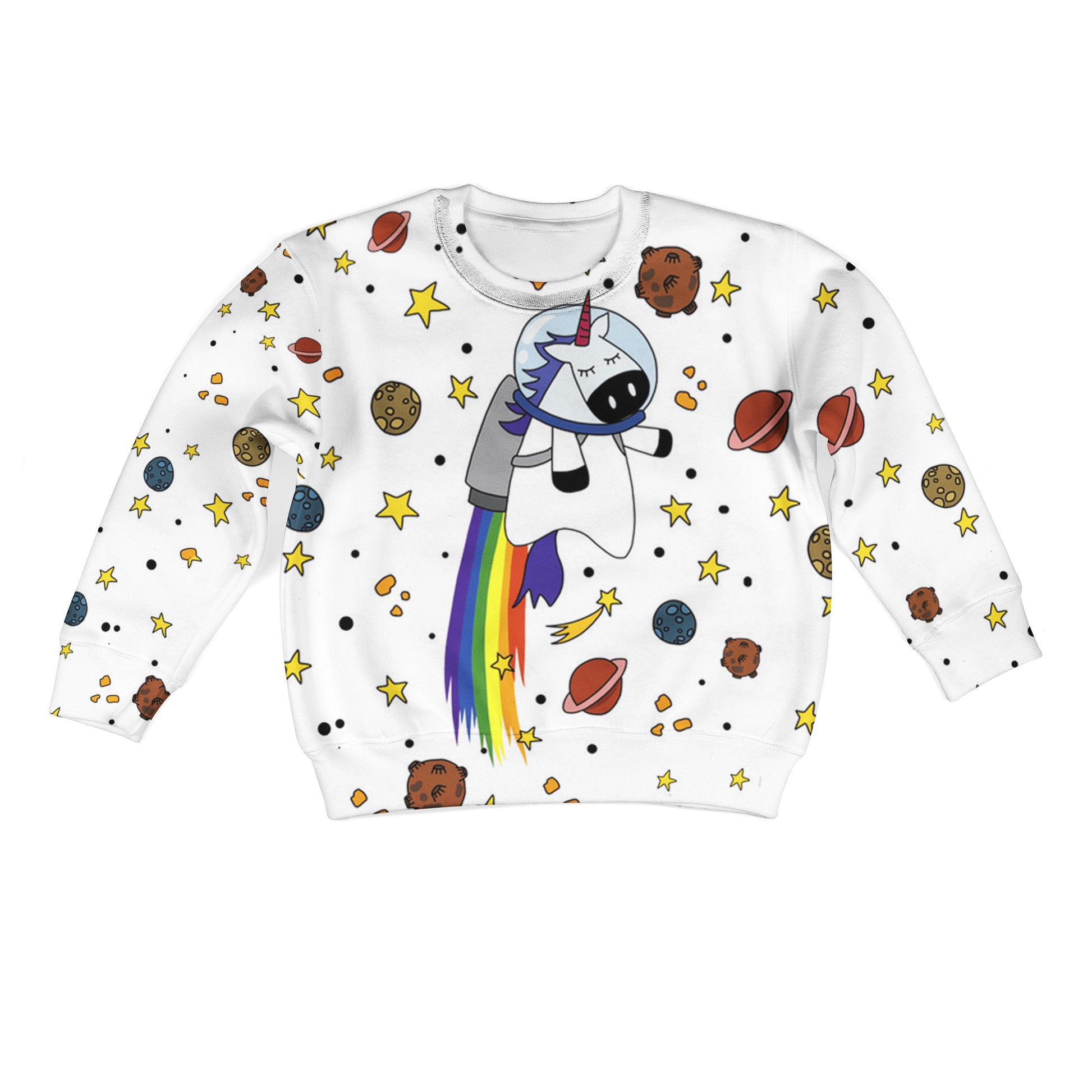 Unicorn with planets Kid Custom Hoodies T-shirt Apparel HD-UNI110116K kid 3D apparel Kid Sweatshirt S/6-8 