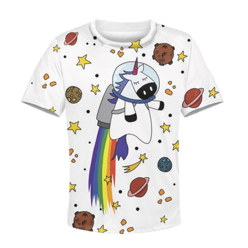 Gearhumans Unicorn with planets Kid Custom Hoodies T-shirt Apparel