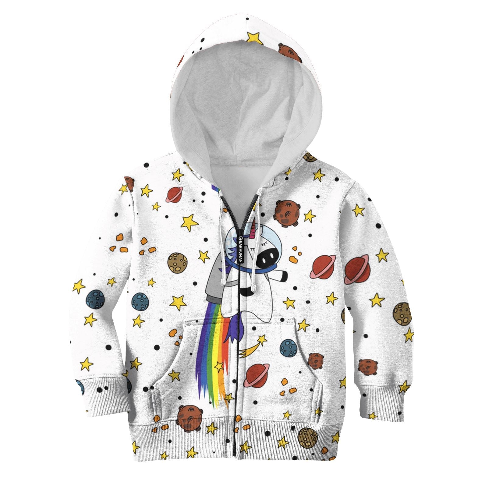 Unicorn with planets Kid Custom Hoodies T-shirt Apparel HD-UNI110116K kid 3D apparel Kid Zip Hoodie S/6-8 