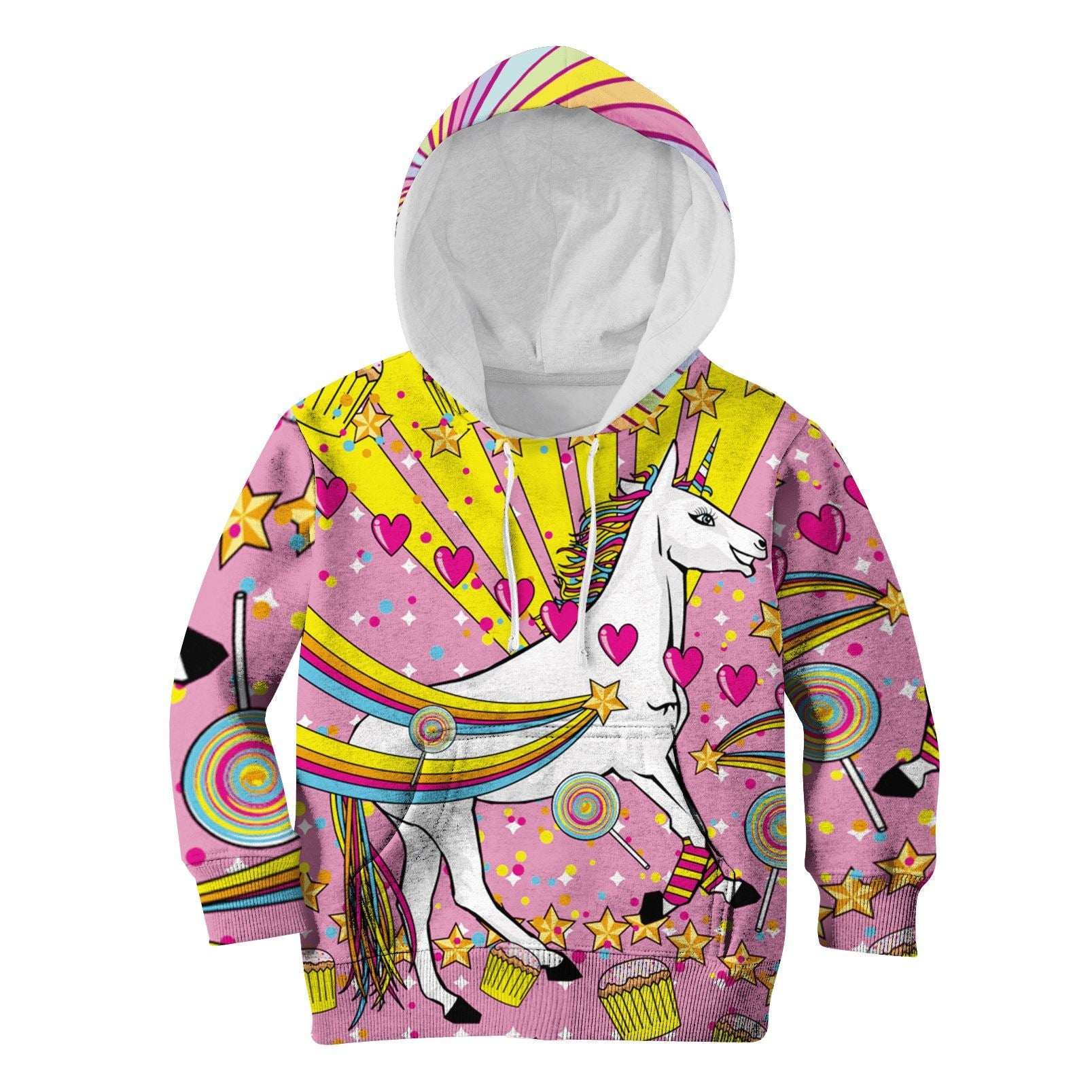 Unicorn with sweet heart Kid Custom Hoodies T-shirt Apparel HD-UNI110139K kid 3D apparel Kid Hoodie S/6-8 