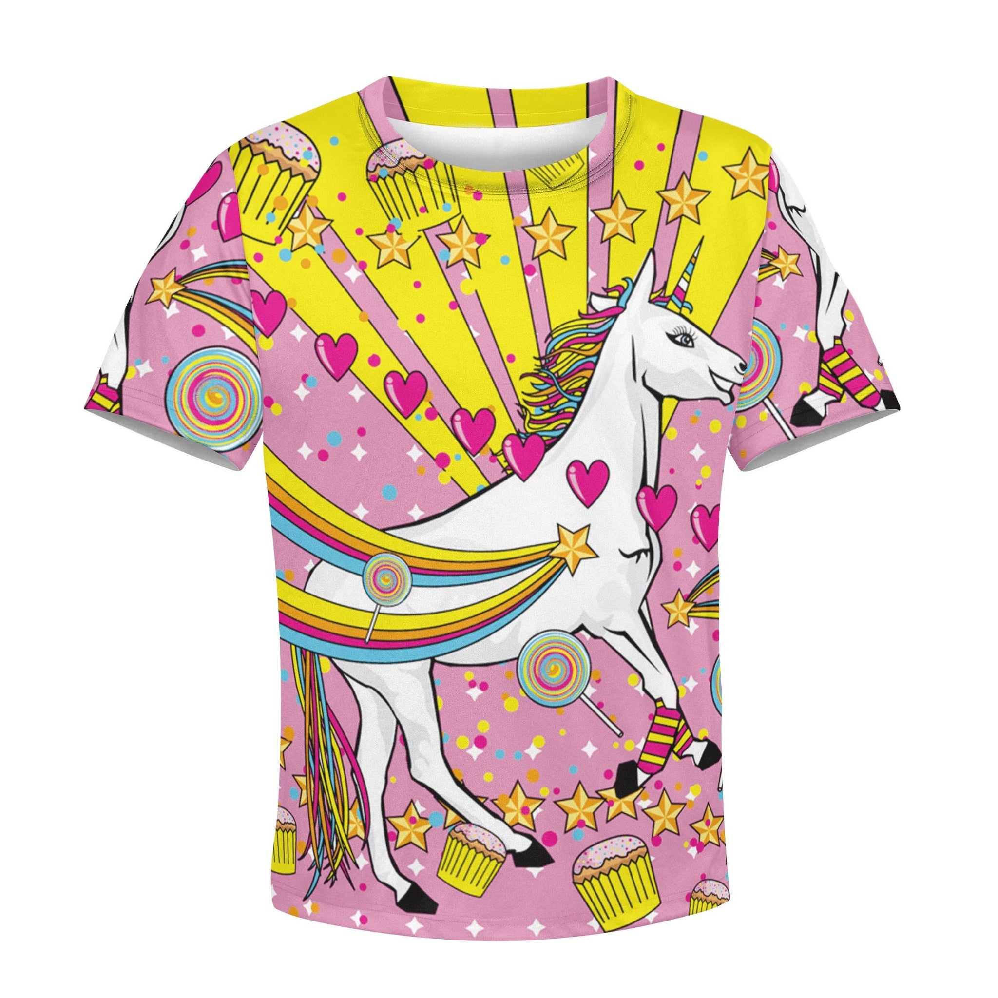 Unicorn with sweet heart Kid Custom Hoodies T-shirt Apparel HD-UNI110139K kid 3D apparel Kid T-Shirt XS 