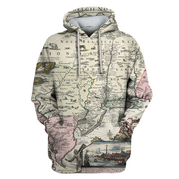 Vintage Map Custom T-shirt - Hoodies Apparel HD-VT0002 3D Custom Fleece Hoodies Hoodie S 