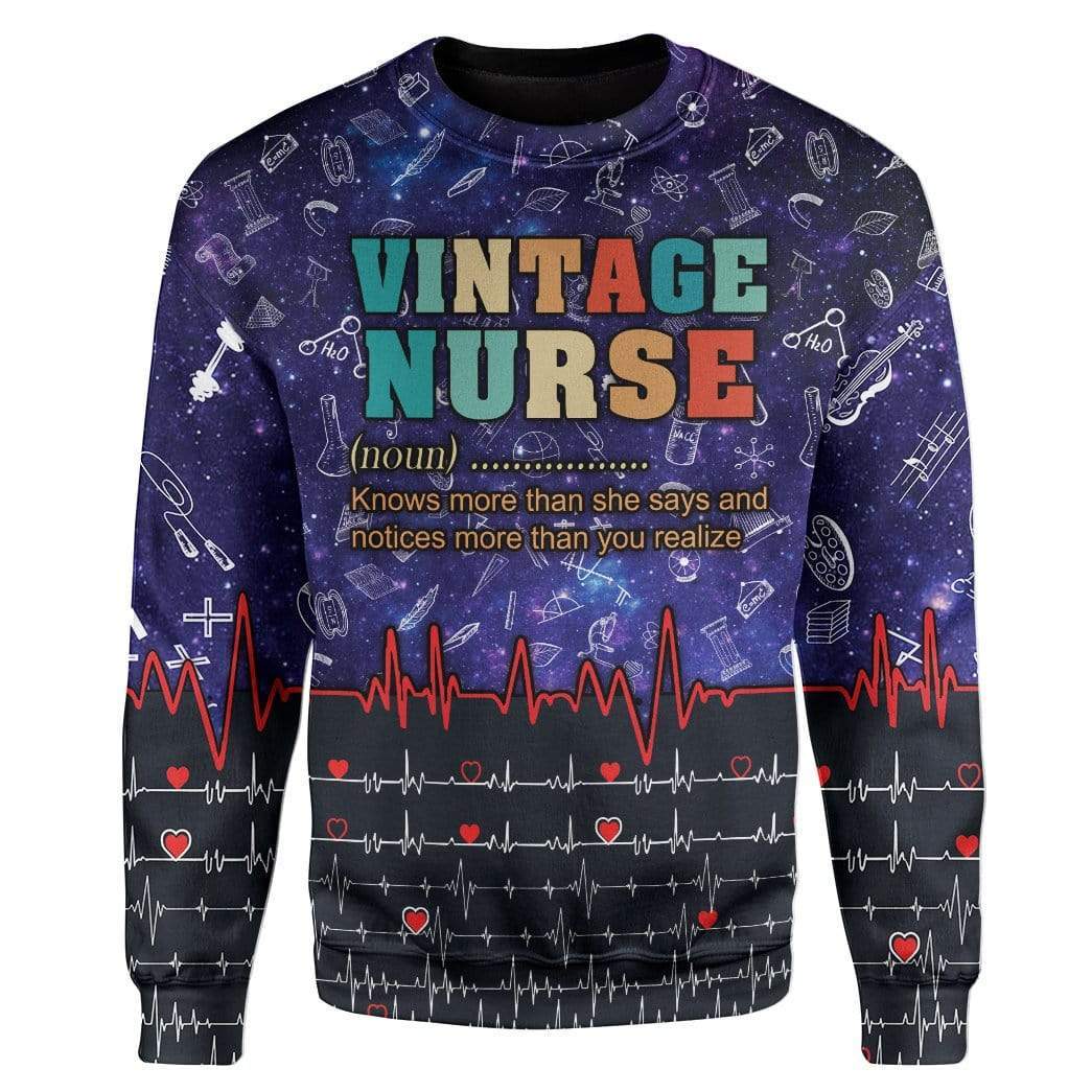 Vintage Nurse Custom T-Shirts Hoodies Apparel QT-DT0102205 3D Custom Fleece Hoodies Long Sleeve S 