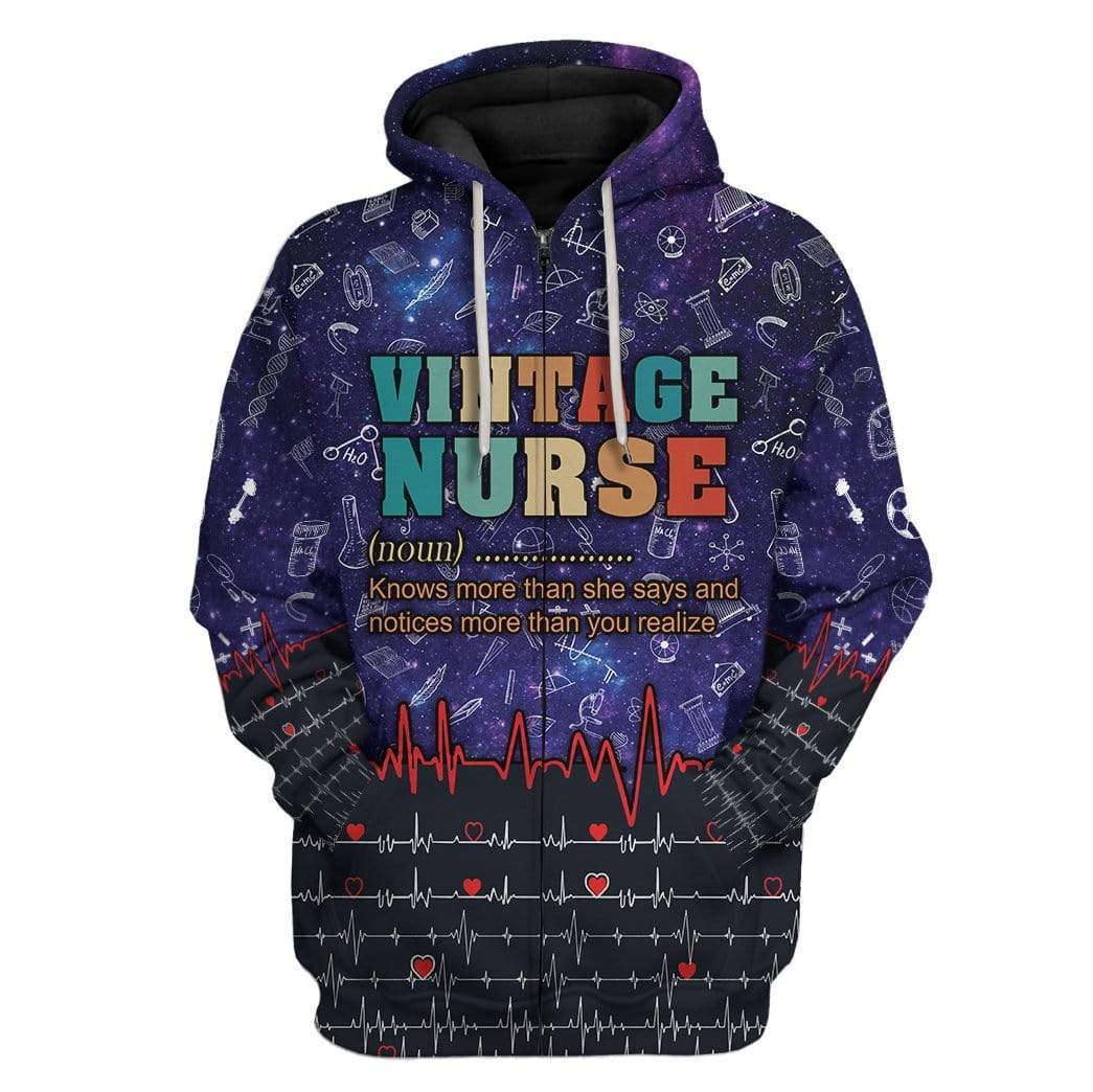 Vintage Nurse Custom T-Shirts Hoodies Apparel QT-DT0102205 3D Custom Fleece Hoodies Zip Hoodie S 