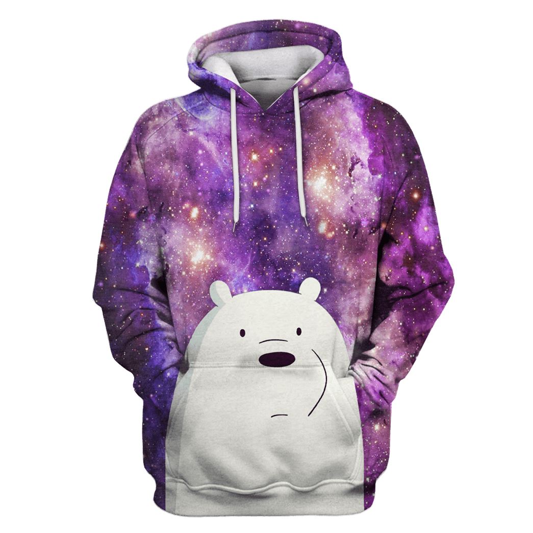 White Bear OuterSpace Custom T-shirt - Hoodies Apparel GH110386 3D Custom Fleece Hoodies Hoodie S 