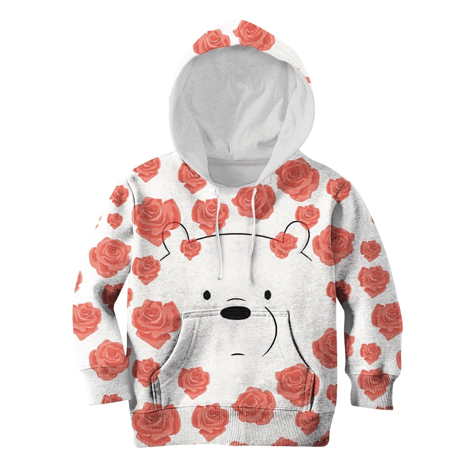 White Bear Overflowing In Red Roes Custom Hoodies T-shirt Apparel HD-PET110368K kid 3D apparel Kid Hoodie S/6-8 