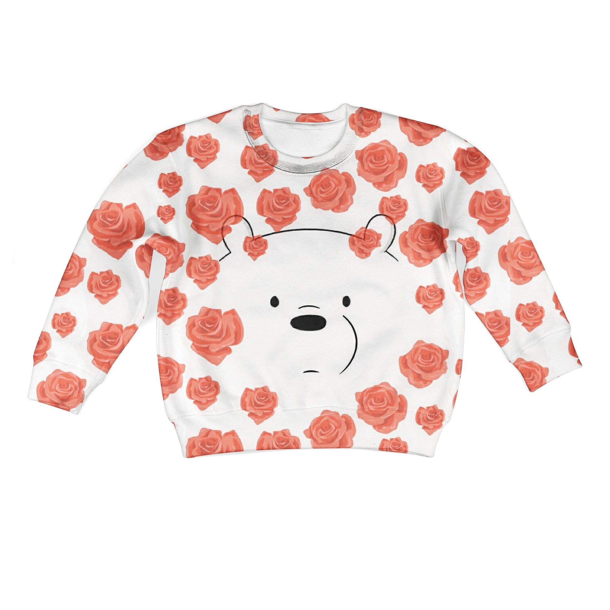 White Bear Overflowing In Red Roes Custom Hoodies T-shirt Apparel HD-PET110368K kid 3D apparel Kid Sweatshirt S/6-8 