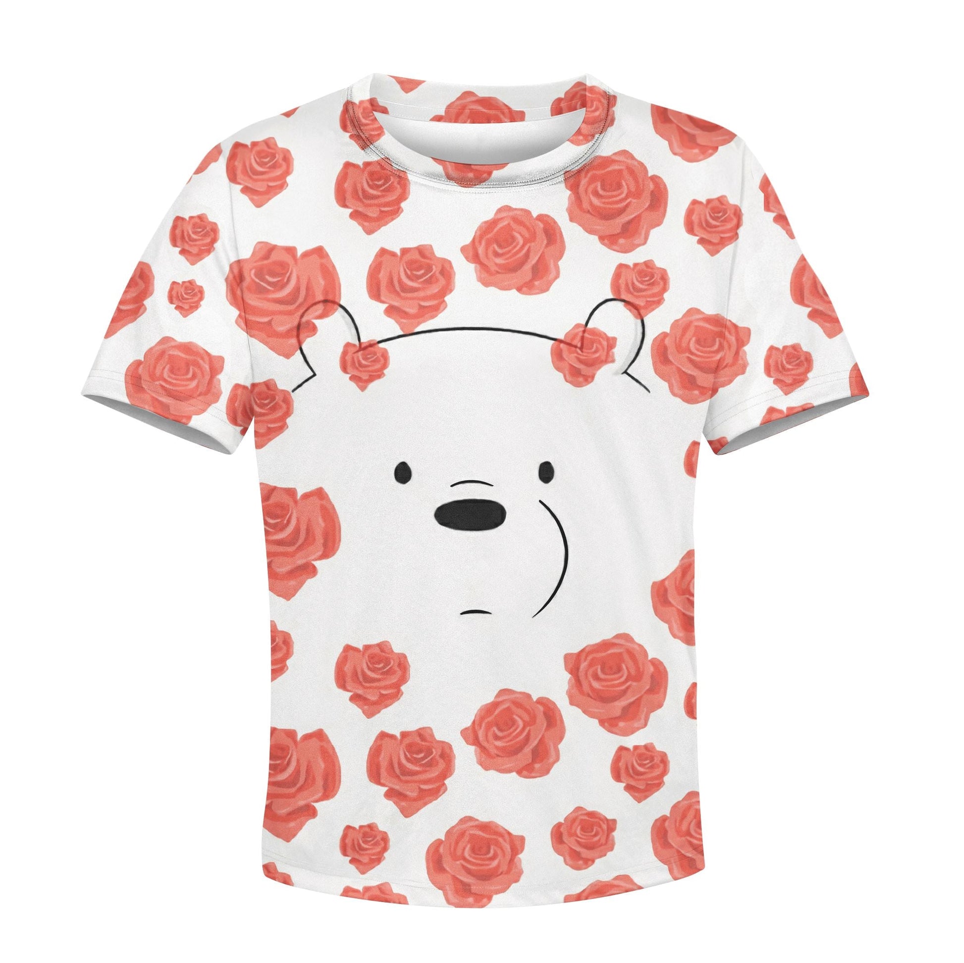White Bear Overflowing In Red Roes Custom Hoodies T-shirt Apparel HD-PET110368K kid 3D apparel Kid T-Shirt XS 