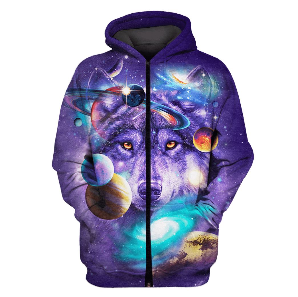 Wolf and Universe Custom T-shirt - Hoodies Apparel GH110401 3D Custom Fleece Hoodies Zip Hoodie S 
