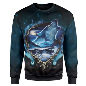 Gearhumans Wolf Night Custom T-Shirts Hoodies Apparel