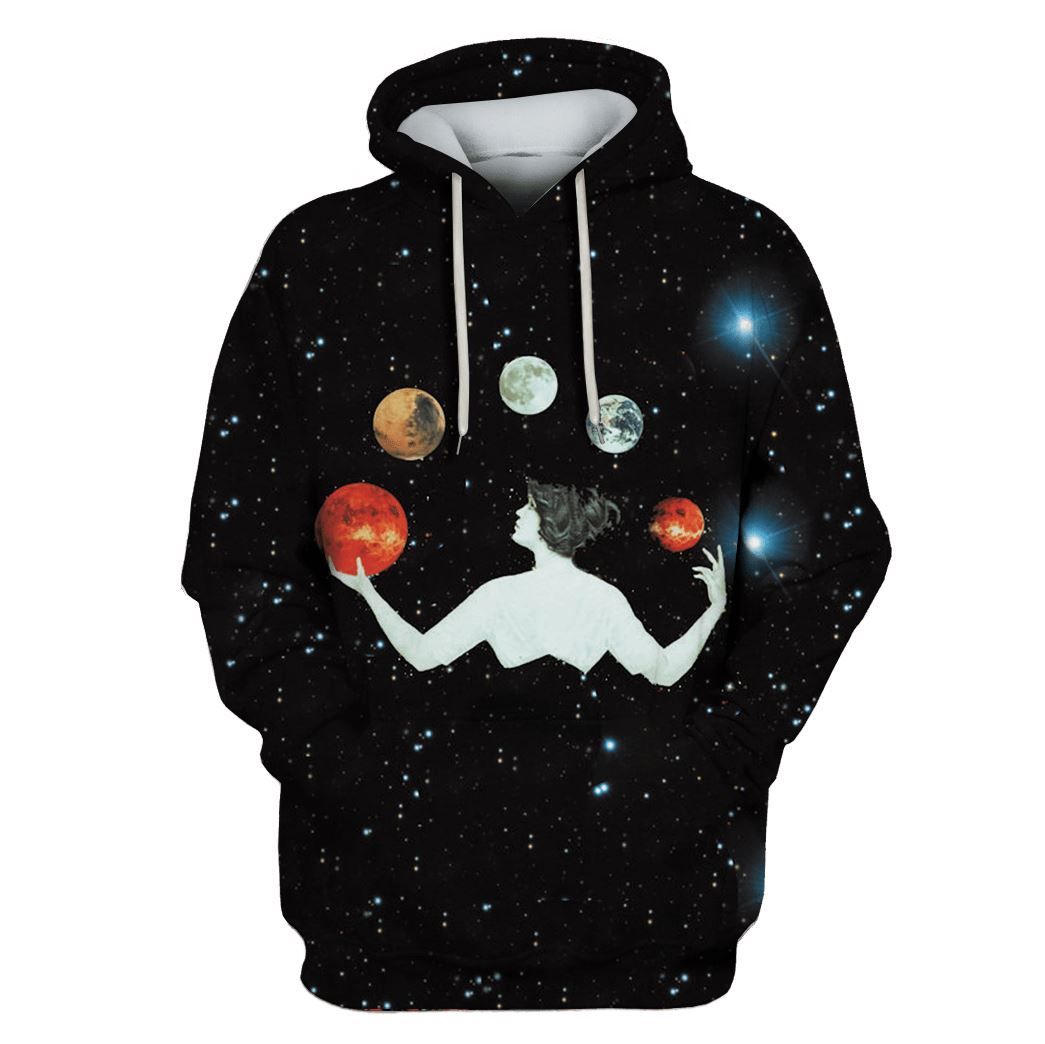 Woman Controlling Galaxy Custom T-shirt - Hoodies Apparel HD-GH110465 3D Custom Fleece Hoodies Hoodie S 